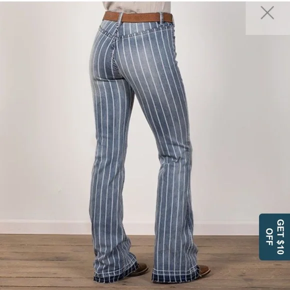 Rock and Roll Denim Pin Stripe Flare Jeans - Picture 16 of 16